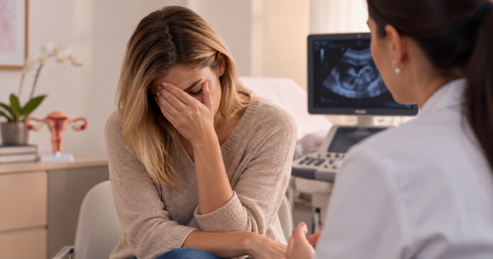 Mulher durante avaliação por ultrassom no contexto de endometriose e infertilidade